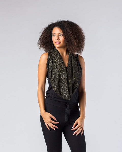Black Gold Speckle Raw Silk Infinity Scarf-Scarves-Mod + Ethico