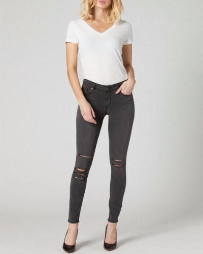 KAM Eternal Distressed Pewter Grey Skinny Mid-rise Jean-Bottoms-Mod + Ethico