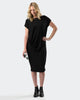 Draped Cupro Midi Dress in Black-Dresses-Mod + Ethico