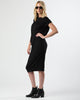 Draped Cupro Midi Dress in Black-Dresses-Mod + Ethico