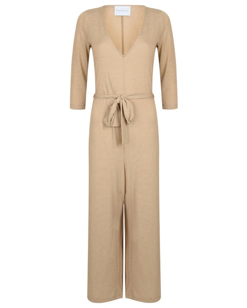 Cossac | Beige Long Sleeve Knit Jumpsuit-Jumpsuit-Mod + Ethico