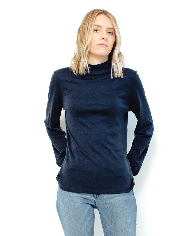 People Tree | Caroline Top | Navy-Longsleeve Tops-Mod + Ethico