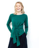 People Tree | Pippa Tie Top | Green-Longsleeve Tops-Mod + Ethico