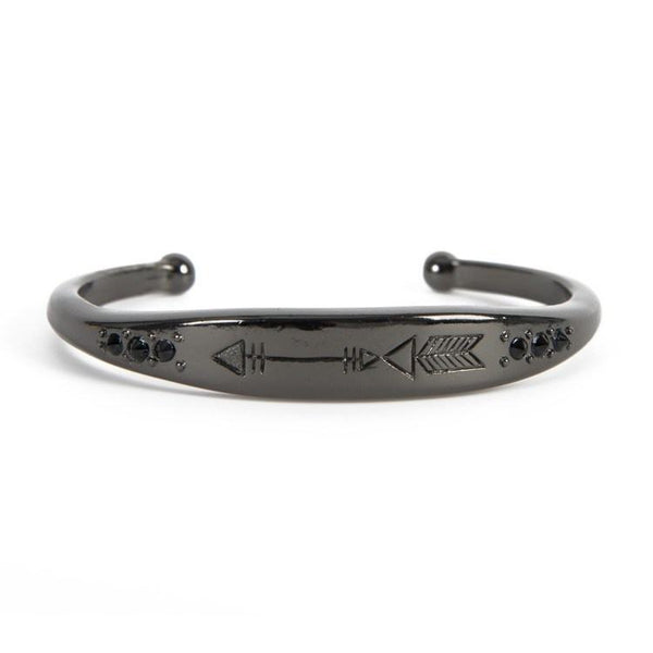 CAM Jewelry | Jet/Black Onyx Cuff Bracelet with Arrow Detail-Bracelet-Mod + Ethico