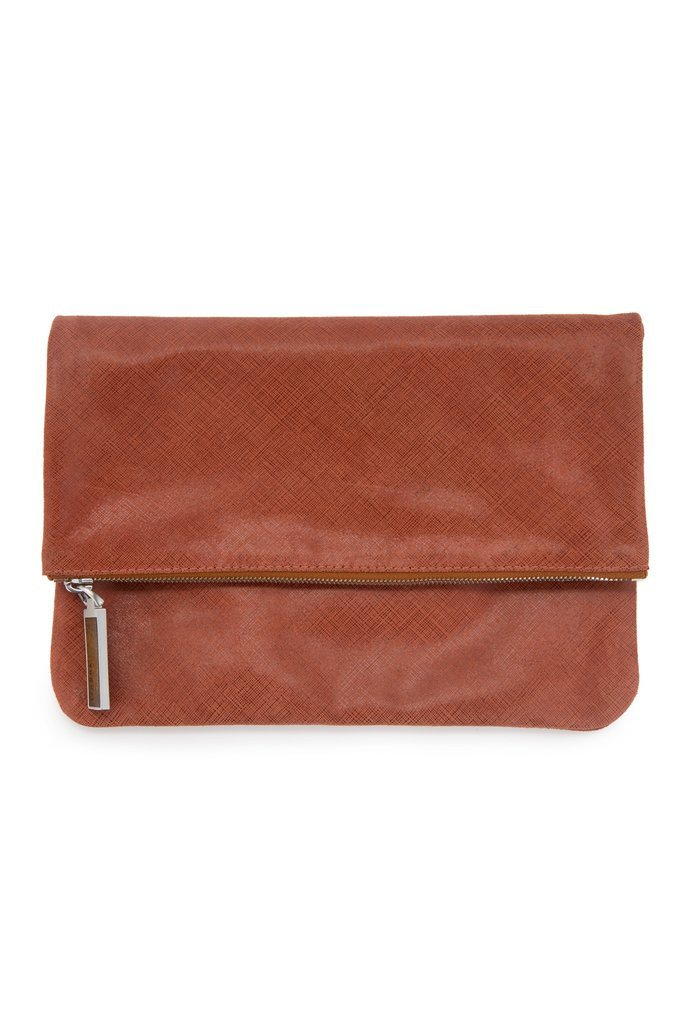 Mahogany Foldover Leather Clutch | August Ca.-Clutch-Mod + Ethico