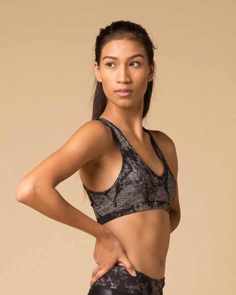 Tempo Criss-Cross Back Sports Bra | NUX | Smokey Heather-Sports Bra-Mod + Ethico